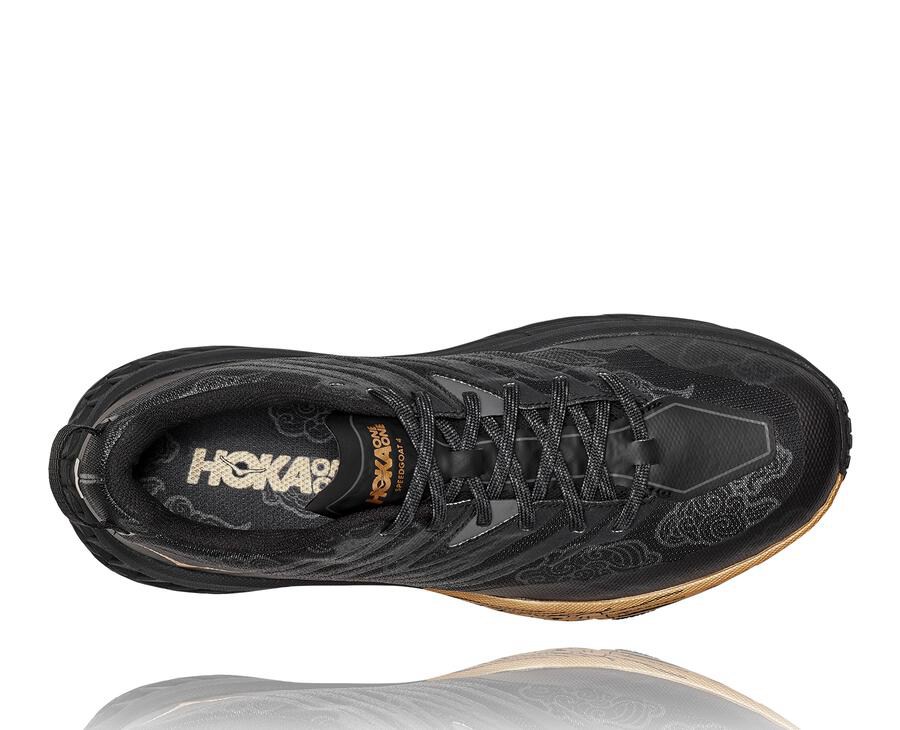 Tenis Trail Hoka One One Feminino Pretas/Douradas - Speedgoat 4 Cny - 563-JGYITV